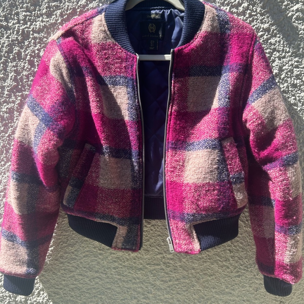 House of Harlow 1960 Navy and Pink Bomber Jacket Small EUC worn once